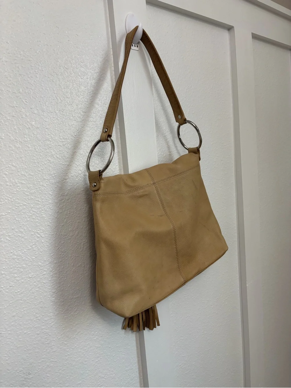 Alfani Beige Shoulder Bag with Ring & Tassel